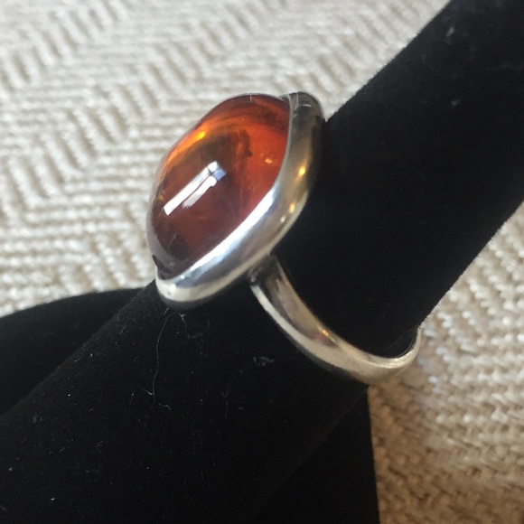 SS Amber Ring - Picture 2 of 8